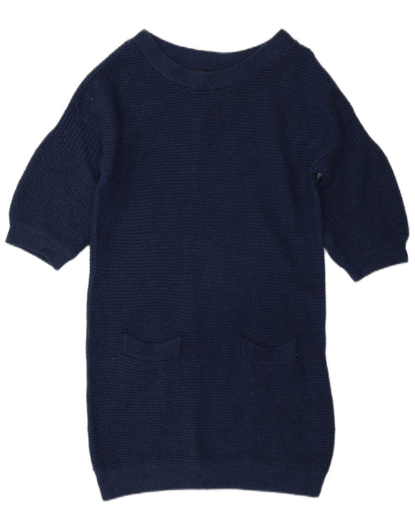 Massimo Dutti Womens 3/4 Sleeve Jumper Dress UK 10 Small Navy Blue