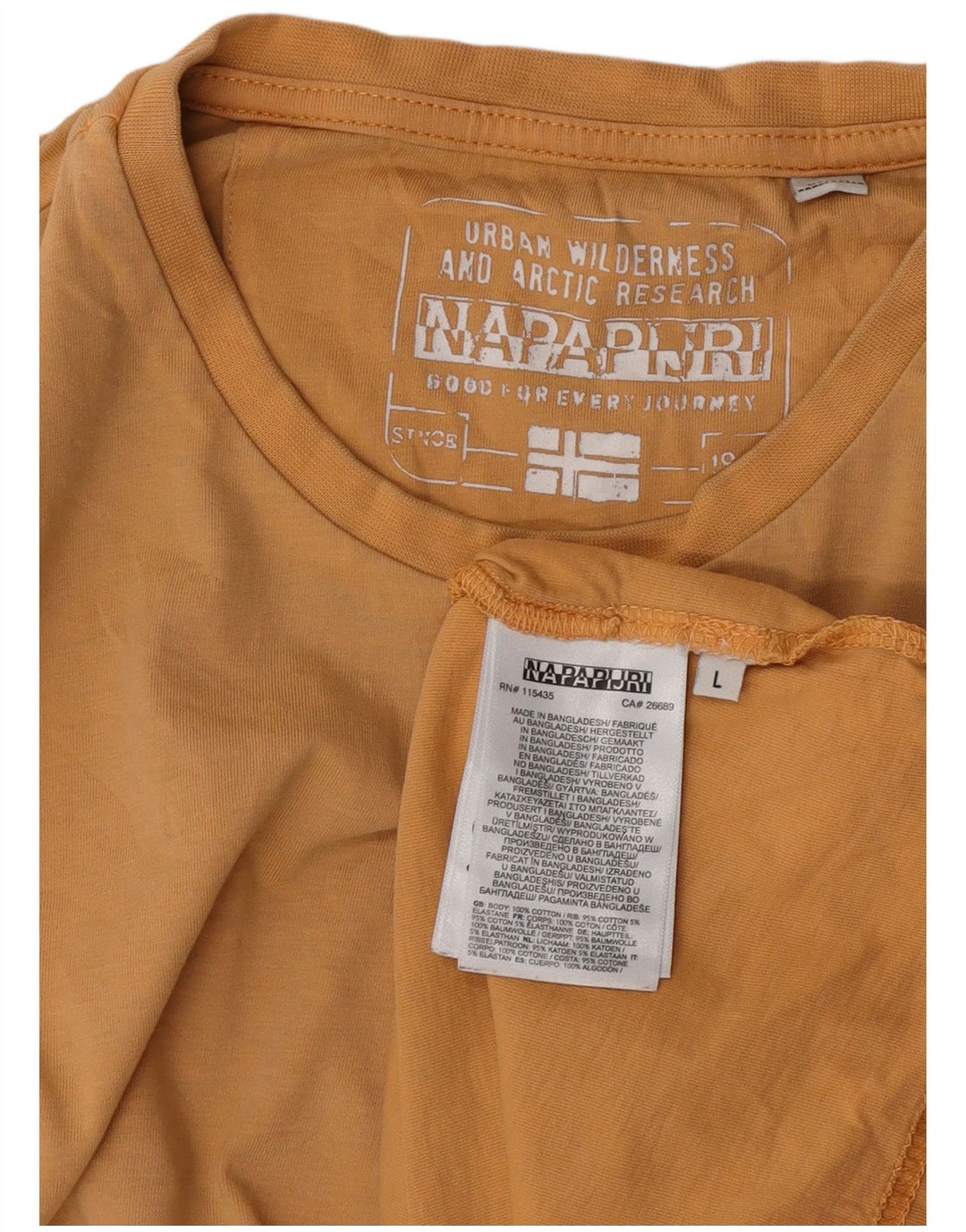 Napapijri Mens T-Shirt Top Large Beige Cotton