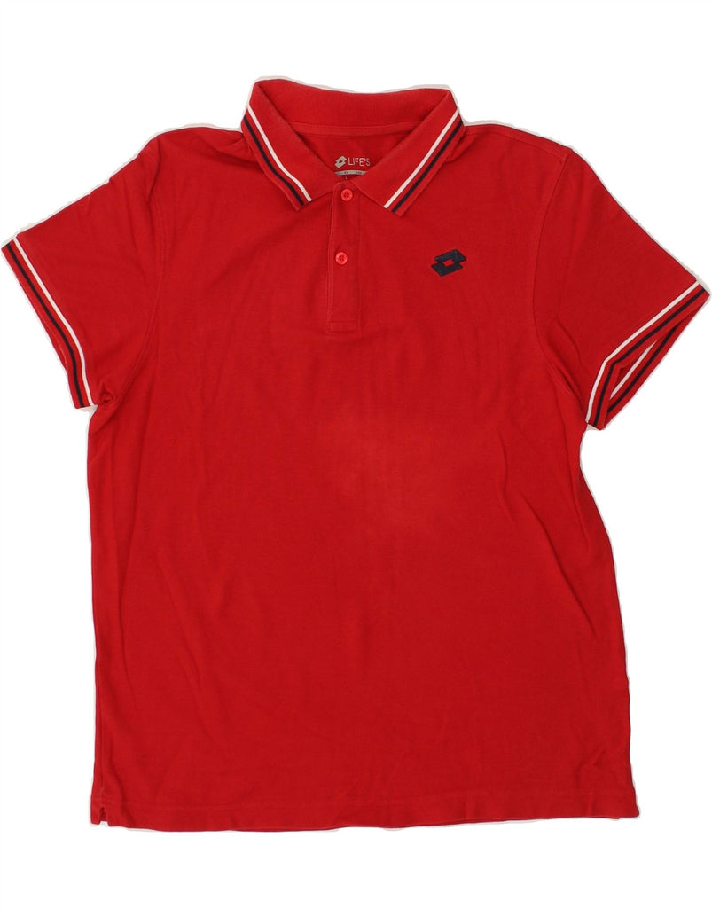 LOTTO Mens Polo Shirt Medium Red Cotton | Vintage Lotto | Thrift | Second-Hand Lotto | Used Clothing | Messina Hembry 