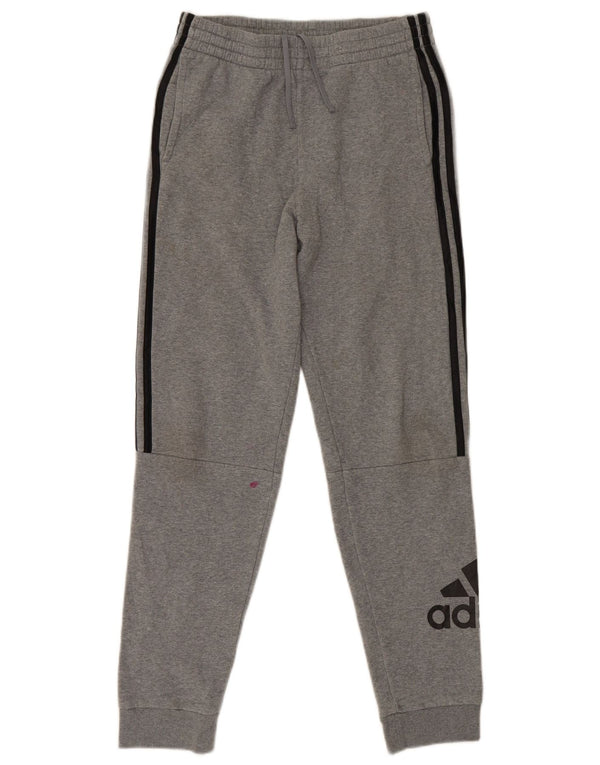 Adidas Boys Graphic Tracksuit Trousers Joggers 13-14 Years XL Grey Cotton