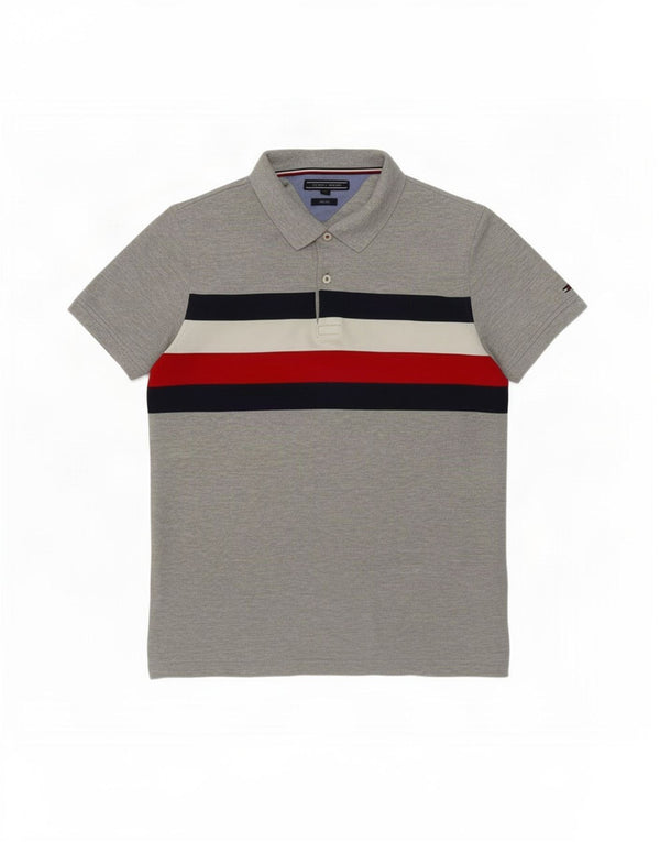 Tommy Hilfiger Mens Slim Fit Polo Shirt Medium Grey Colourblock