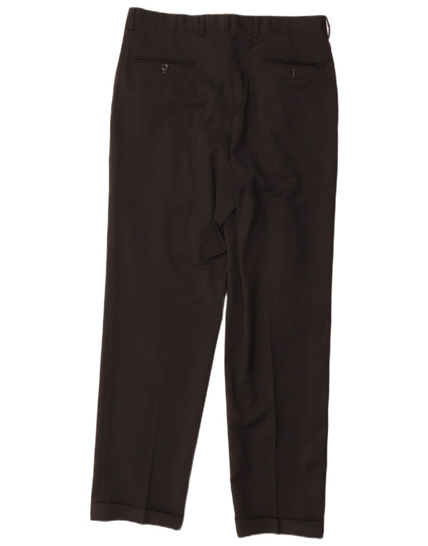 Marks & Spencer Mens Pegged Suit Trousers W34 L31 Black Wool