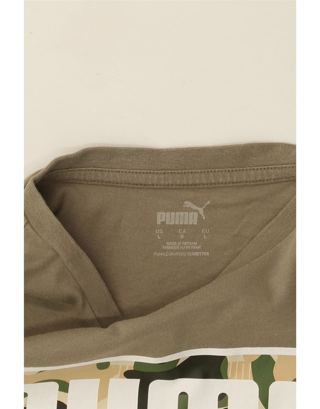 PUMA Mens Graphic T-Shirt Top Large Khaki