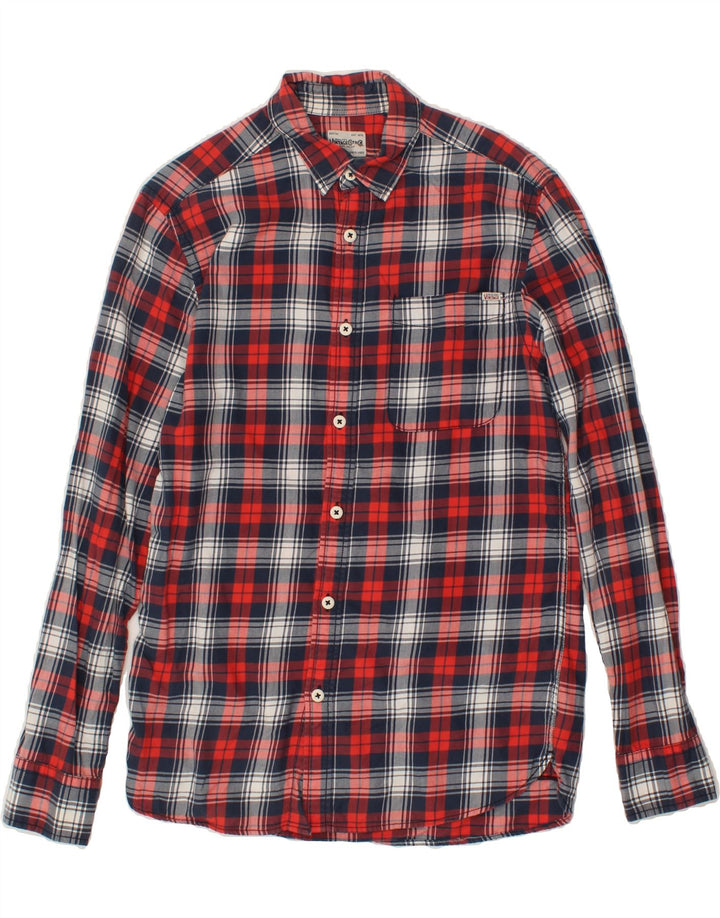 JACK & JONES Mens Shirt Small Navy Blue Check Cotton Vintage Jack & Jones and Second-Hand Jack & Jones from Messina Hembry 