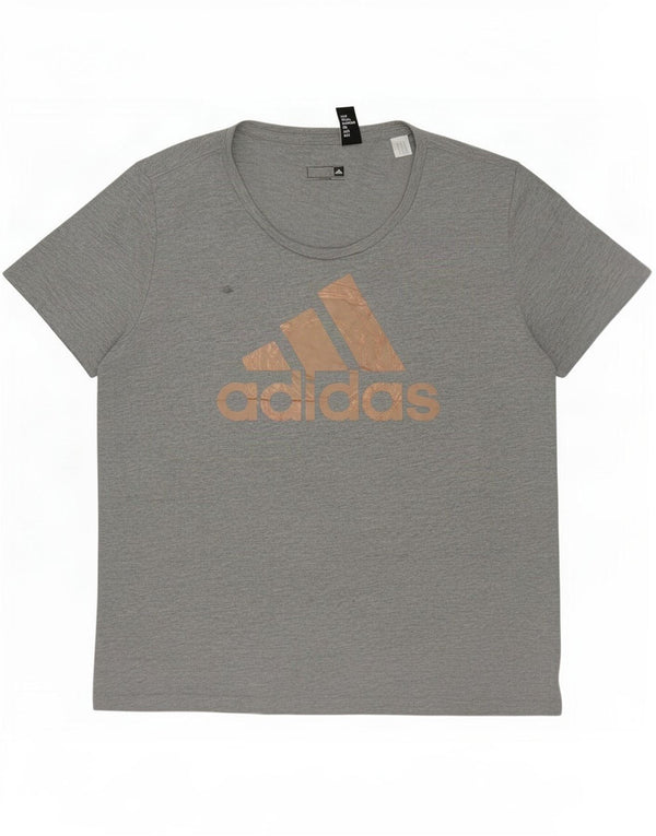 Adidas Womens Graphic T-Shirt Top UK 16 Large Grey Cotton