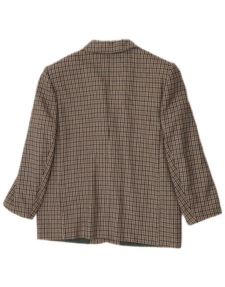 Vintage Womens 2 Button Blazer Jacket UK 20 2XL  Green Houndstooth Wool