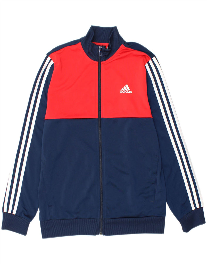 ADIDAS Boys Tracksuit Top Jacket 13-14 Years Navy Blue Colourblock Vintage Adidas and Second-Hand Adidas from Messina Hembry 