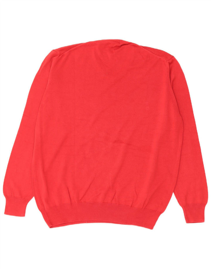 Zara Mens V-Neck Jumper Sweater XL Red