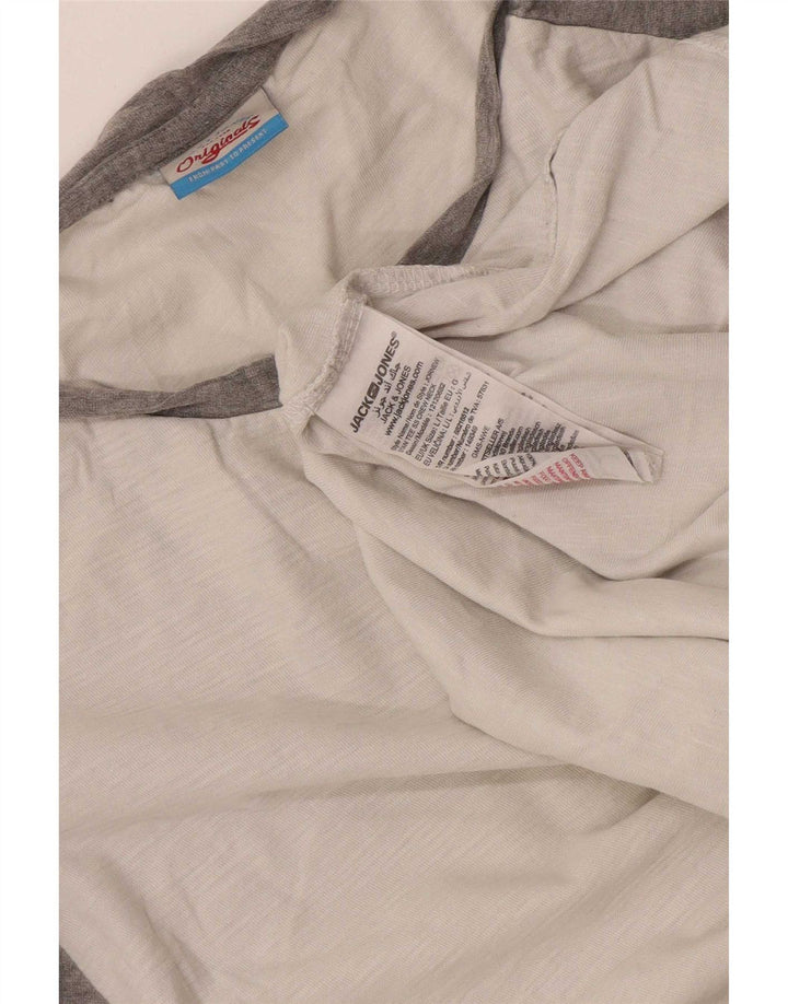 Jack & Jones Mens T-Shirt Top Large White Colourblock Cotton