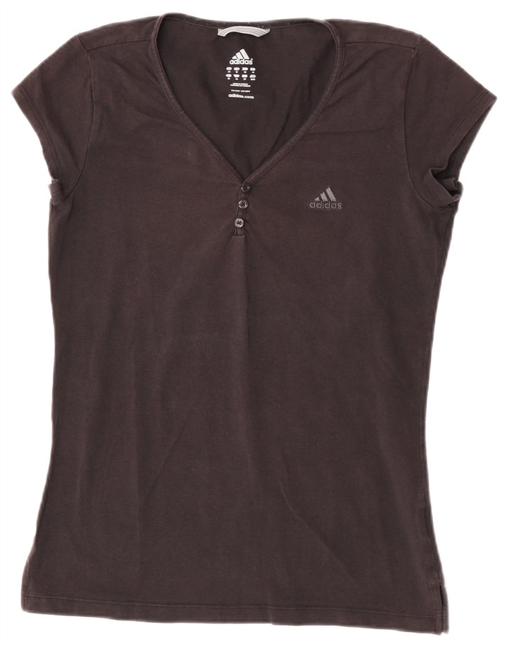 Adidas Womens T-Shirt Top UK 14 Medium Black