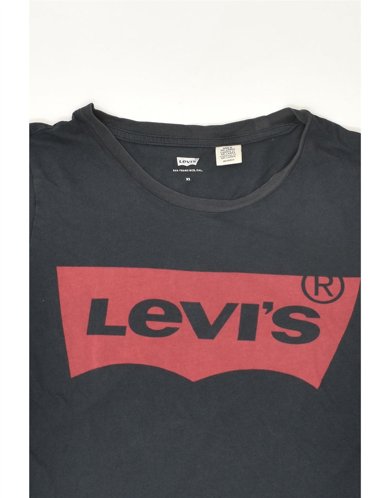 LEVI'S Womens Graphic T-Shirt Top UK 6 XS Black Cotton | Vintage Levi's | Thrift | Second-Hand Levi's | Used Clothing | Messina Hembry 