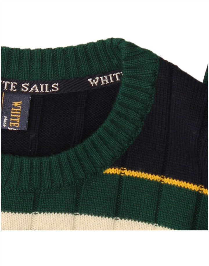 White Sails Mens Crew Neck Jumper Sweater 2XL Navy Blue Striped