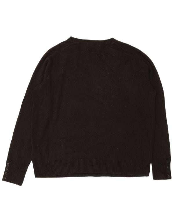 Marks & Spencer Womens Crew Neck Jumper Sweater UK 16 Large Black Acrylic