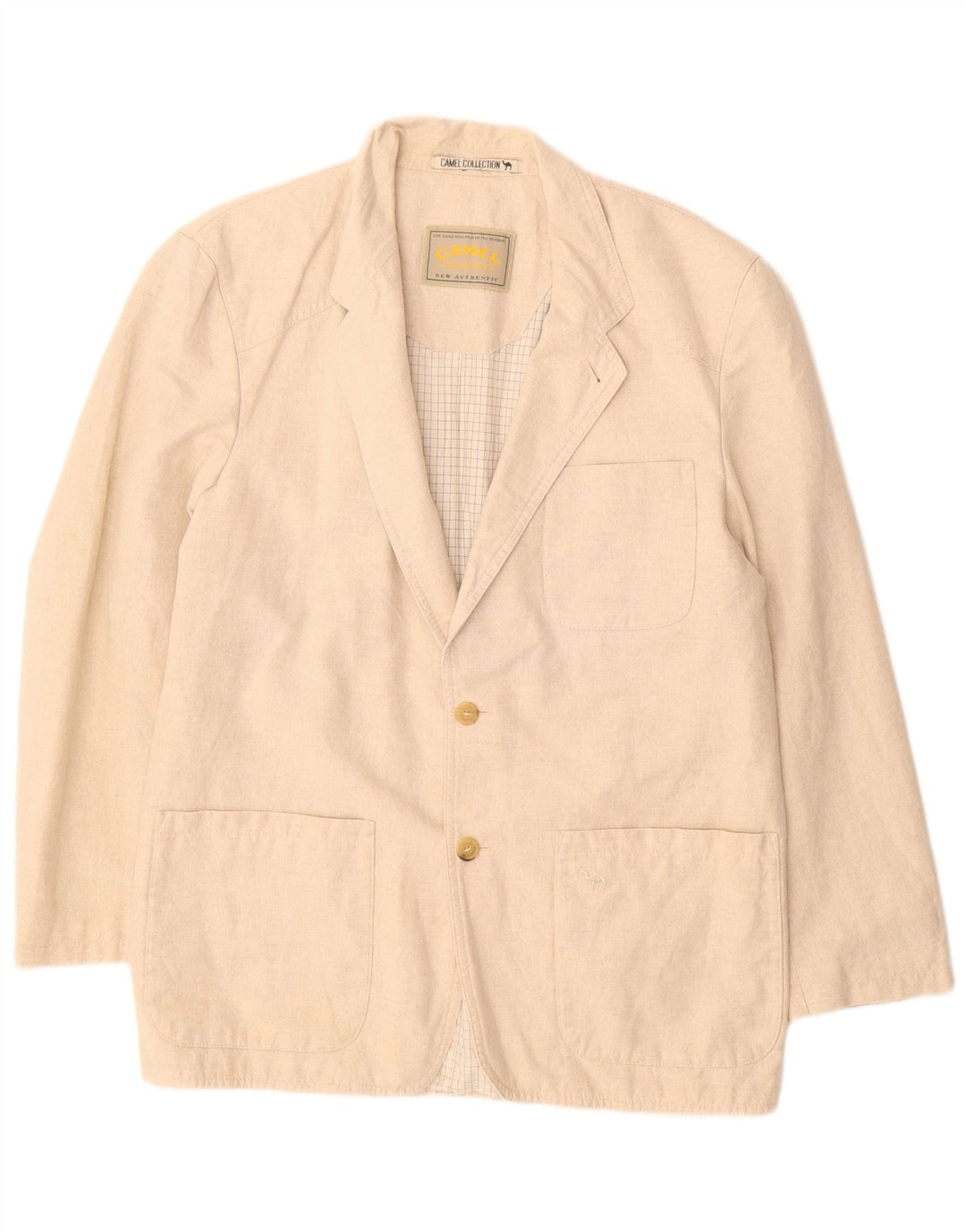 Camel Mens 2 Button Blazer Jacket EU 50 Large Beige Cotton