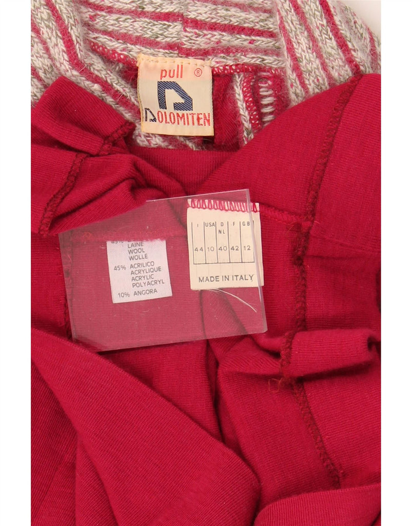 DOLOMITEN Womens Long Sleeve Jumper Dress UK 12 Medium Pink Geometric Wool Vintage Dolomiten and Second-Hand Dolomiten from Messina Hembry 