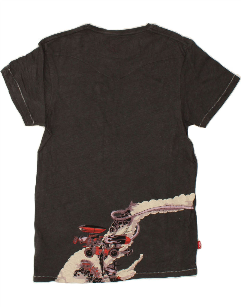 LEVI'S Womens Graphic T-Shirt Top UK 12 Medium Grey Cotton Vintage Levi's and Second-Hand Levi's from Messina Hembry 