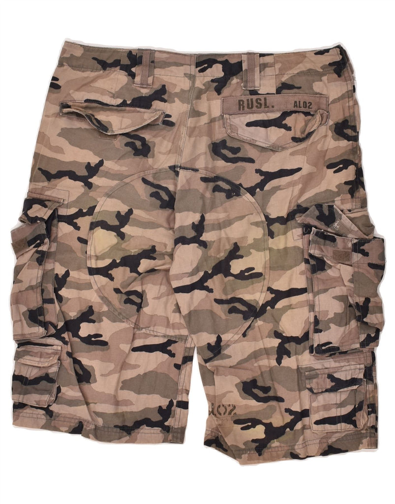 RUSSELL ATHLETIC Mens Cargo Shorts Large W34 Brown Camouflage | Vintage Russell Athletic | Thrift | Second-Hand Russell Athletic | Used Clothing | Messina Hembry 