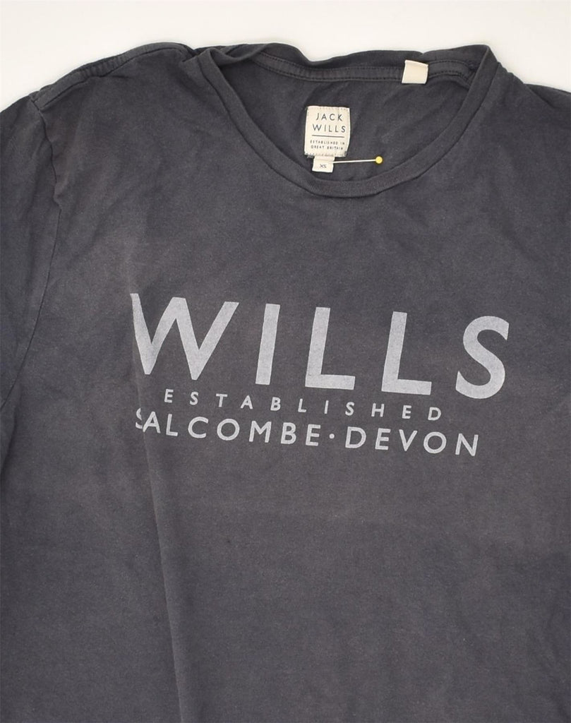 JACK WILLS Mens Graphic T-Shirt Top UK 6 XS  Grey Cotton | Vintage Jack Wills | Thrift | Second-Hand Jack Wills | Used Clothing | Messina Hembry 