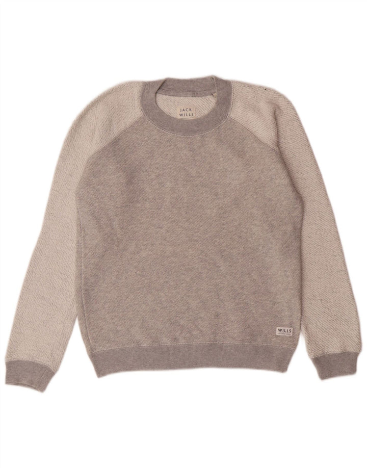 JACK WILLS Womens Sweatshirt Jumper UK 6 XS  Grey Colourblock Cotton