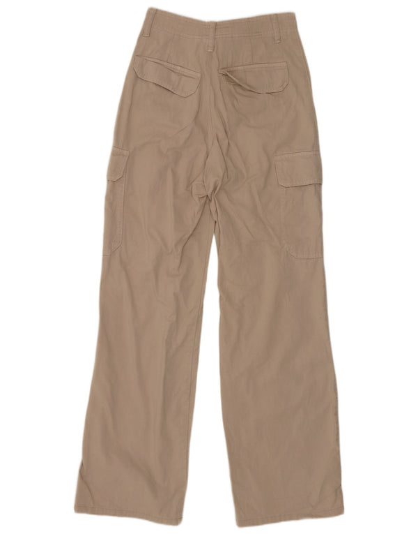Zara Womens High Waist Wide Leg Cargo Trousers EU 32 2XS W22 L29 Beige