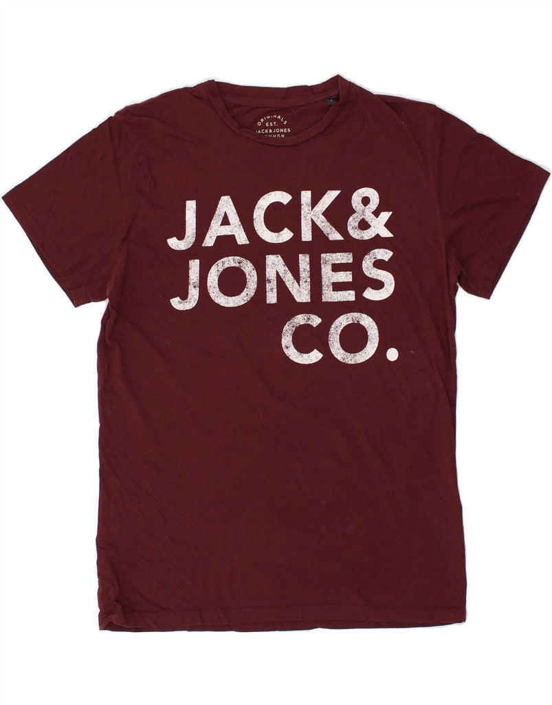 JACK & JONES Mens Graphic T-Shirt Top Large Burgundy Cotton | Vintage Jack & Jones | Thrift | Second-Hand Jack & Jones | Used Clothing | Messina Hembry 