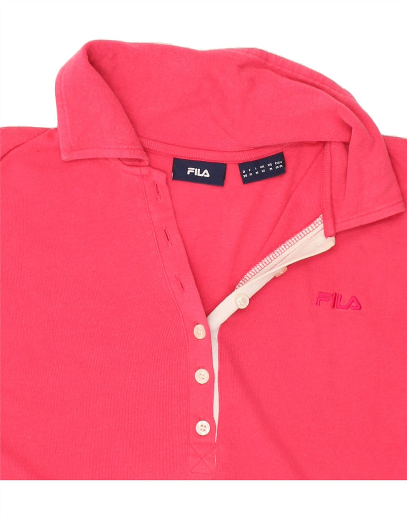 FILA Womens Polo Shirt UK 12 Medium  Pink Cotton | Vintage Fila | Thrift | Second-Hand Fila | Used Clothing | Messina Hembry 