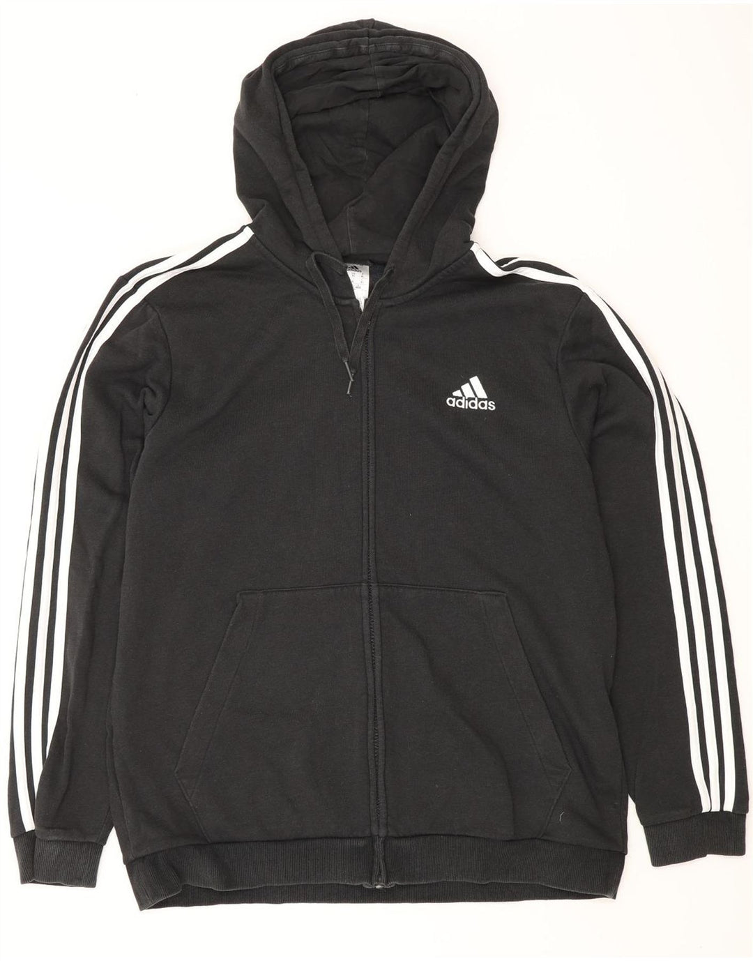 ADIDAS Mens Zip Hoodie Sweater XL Black Cotton