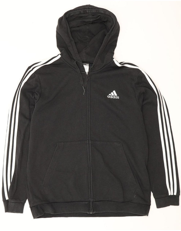 ADIDAS Mens Zip Hoodie Sweater XL Black Cotton