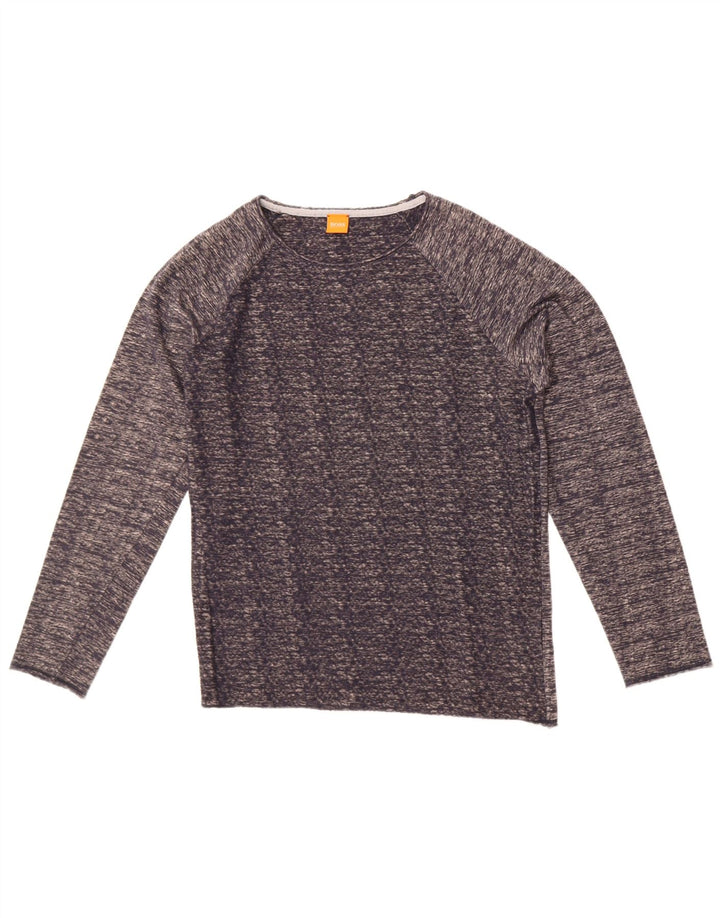 Hugo Boss Mens Top Long Sleeve Medium Navy Blue Flecked Cotton