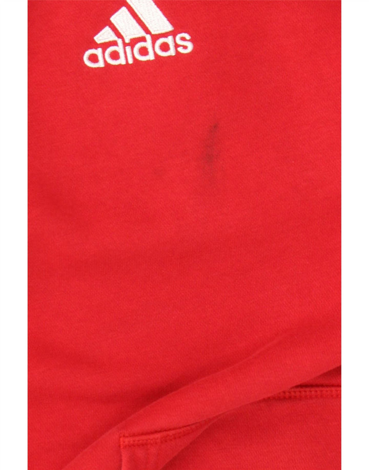 Adidas Mens Hoodie Jumper Large Red Cotton