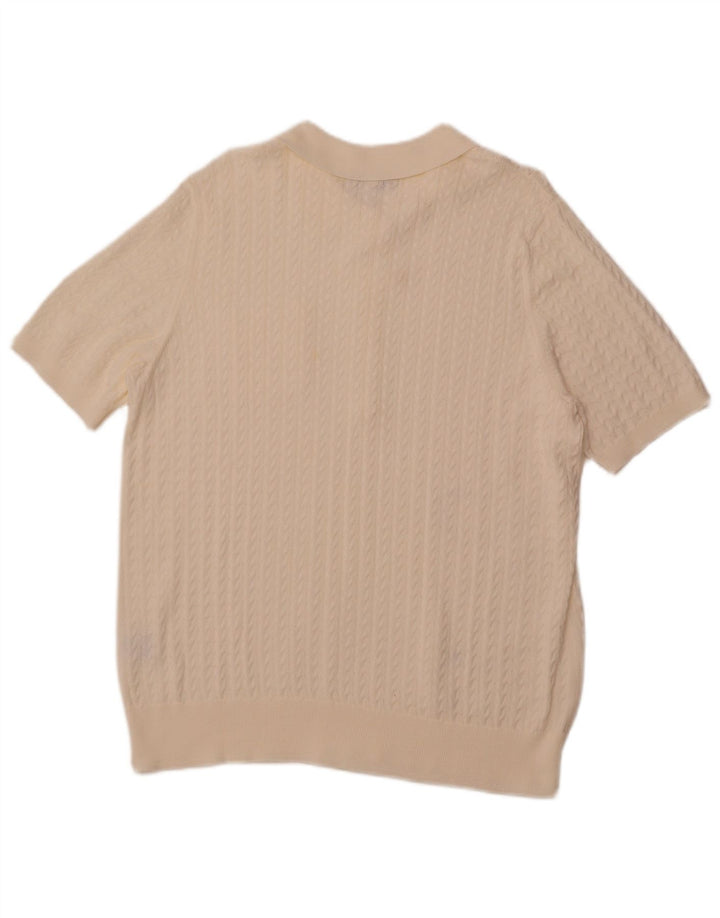 MONA Womens Short Sleeve Polo Neck Jumper Sweater EU 48 2XL Off White