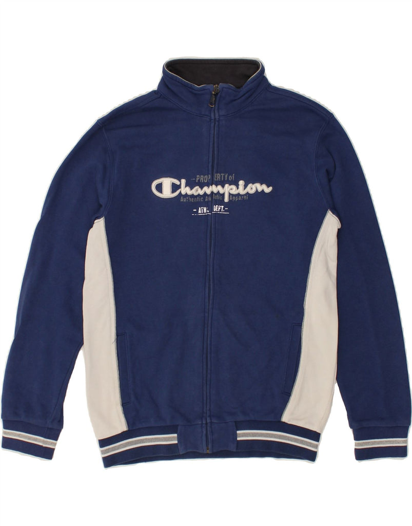 CHAMPION Boys Graphic Tracksuit Top Jacket 11-12 Years Blue Colourblock | Vintage Champion | Thrift | Second-Hand Champion | Used Clothing | Messina Hembry 