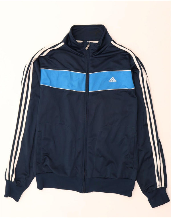 ADIDAS Mens Tracksuit Top Jacket UK 42/44 Large Navy Blue Colourblock