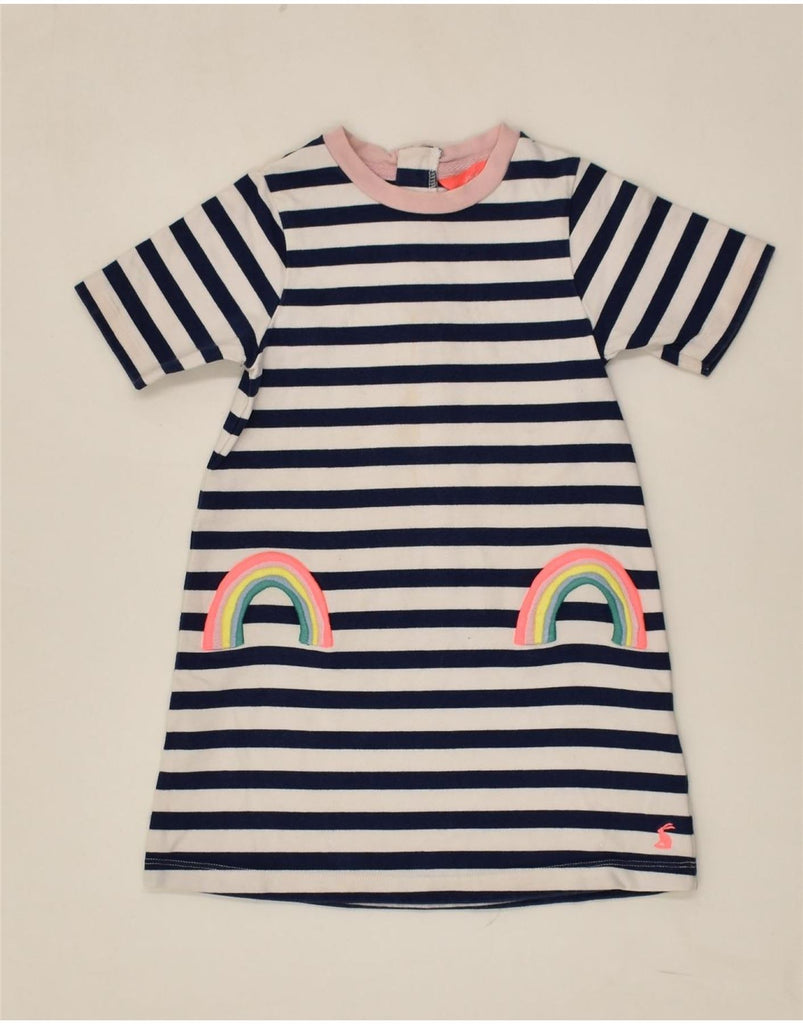 JOULES Girls T-Shirt Dress 3-4 Years Navy Blue Striped Cotton | Vintage Joules | Thrift | Second-Hand Joules | Used Clothing | Messina Hembry 