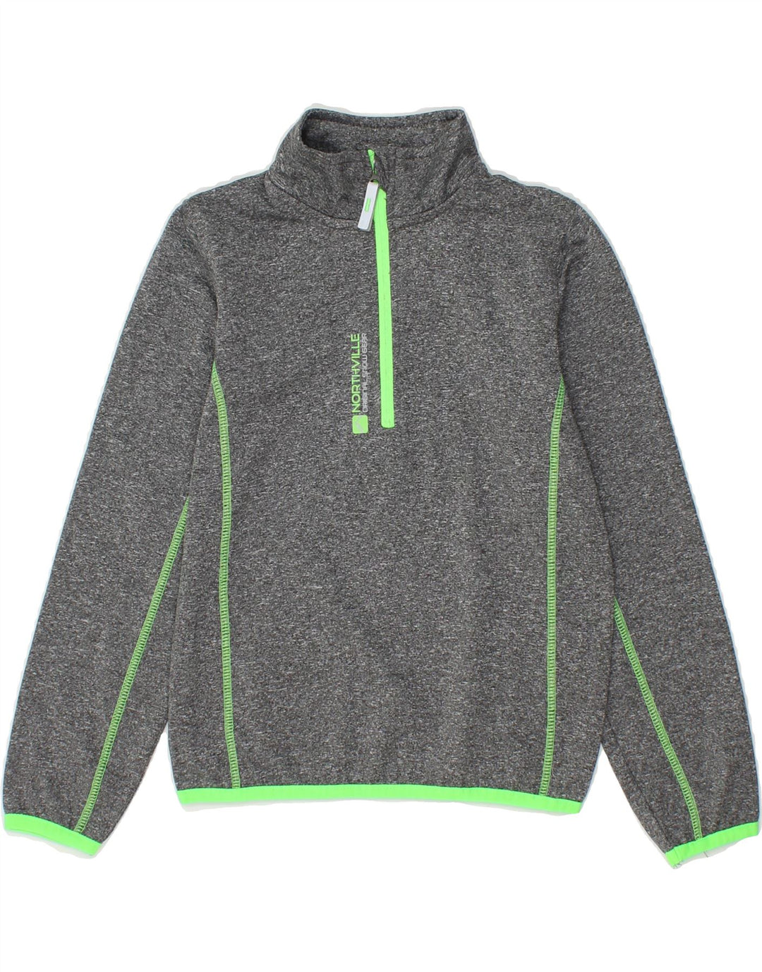 NORTHVILLE Boys Zip Neck Pullover Tracksuit Top 8-9 Years Grey Flecked Vintage Northville and Second-Hand Northville from Messina Hembry 
