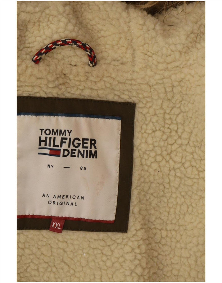 Tommy Hilfiger Mens Hooded Parka Jacket UK 44 2XL Khaki Polyester