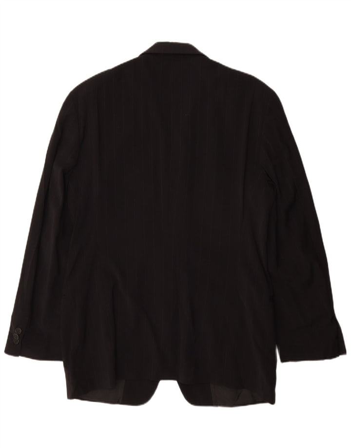 Emporio Armani Mens 3 Button Blazer Jacket IT 48 Medium Black Pinstripe