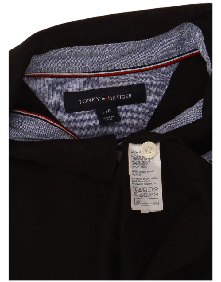Tommy Hilfiger Mens Polo Shirt Large Black Cotton