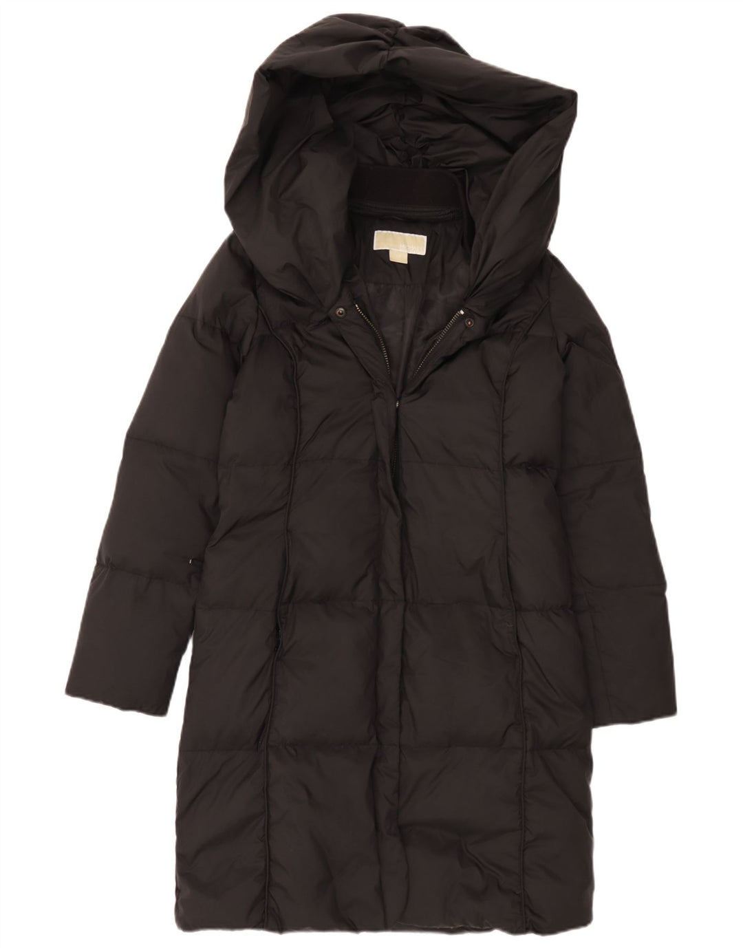 Michael Kors Womens Hooded Oversized Padded Coat UK 6 XS Black Polyester