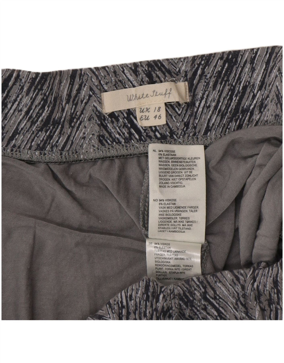 White Stuff Womens Casual Trousers UK 18 XL W36 L30 Navy Blue Chevron