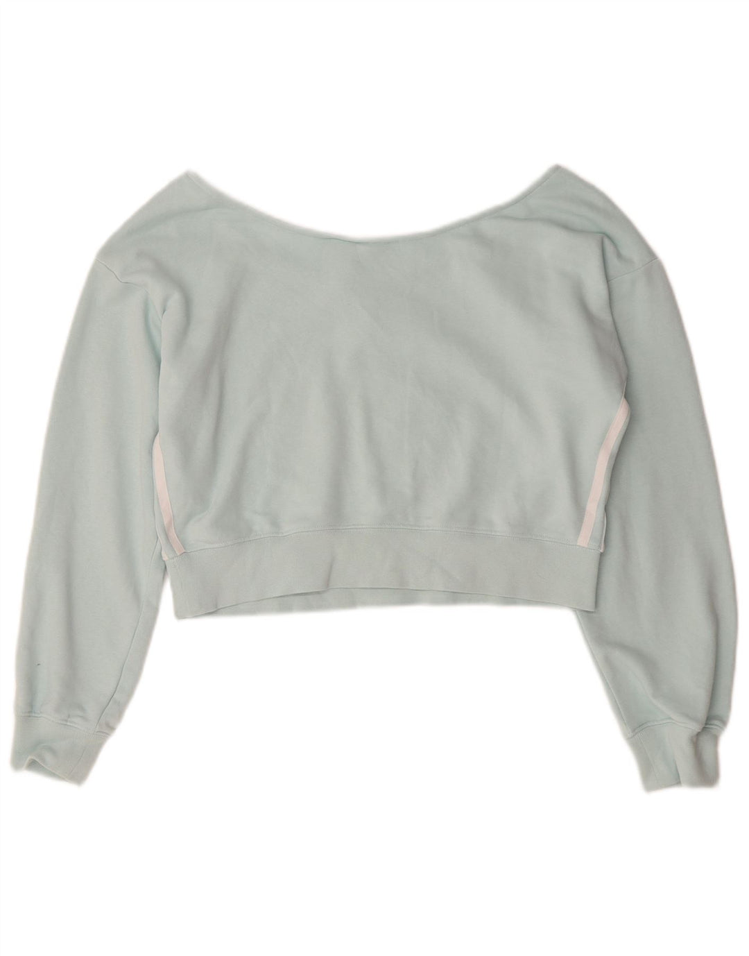 Adidas Womens Oversized Crop Off Shoulder Top UK 10 Small Turquoise Cotton