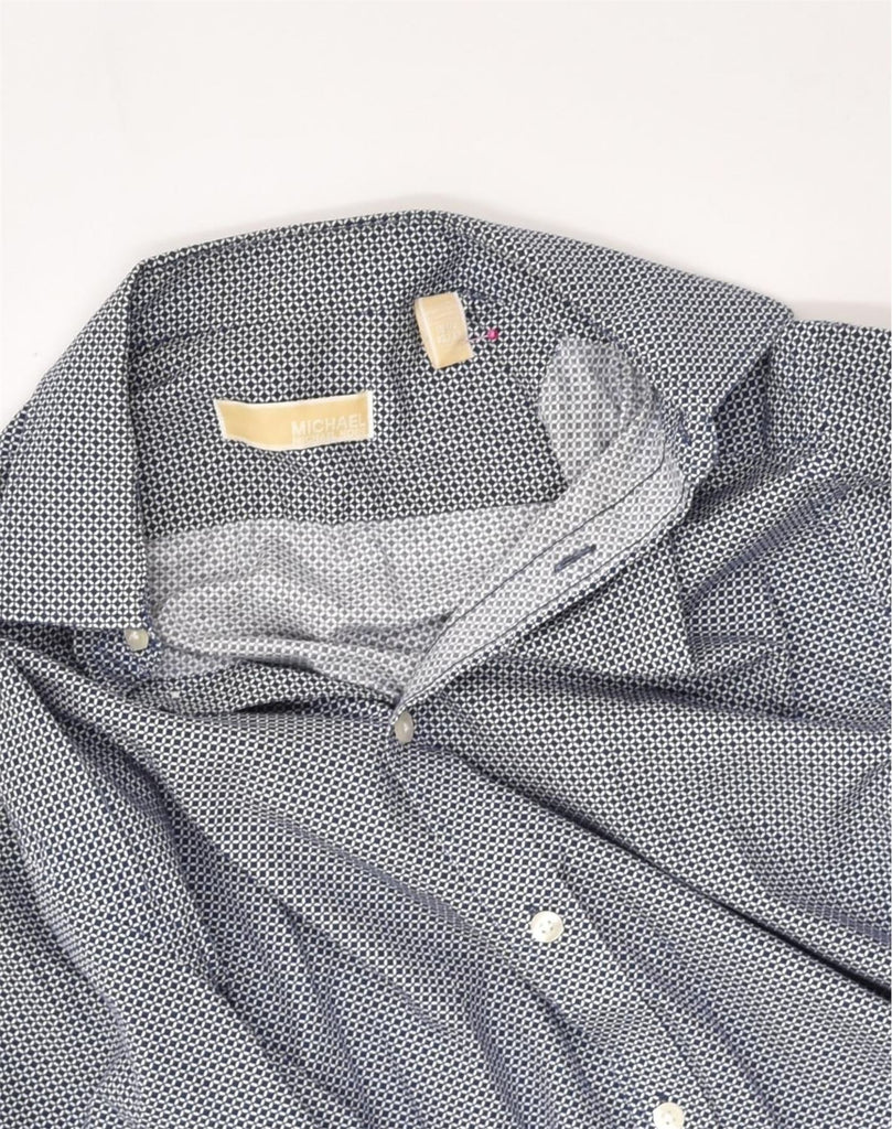 MICHAEL KORS Mens Shirt Size 15 1/2 Medium Navy Blue Argyle/Diamond Cotton | Vintage Michael Kors | Thrift | Second-Hand Michael Kors | Used Clothing | Messina Hembry 