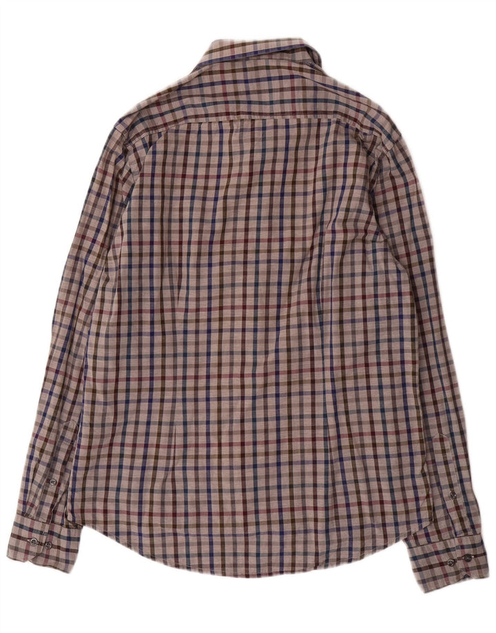 Dack's Mens Slim Fit Shirt Large Grey Check Cotton