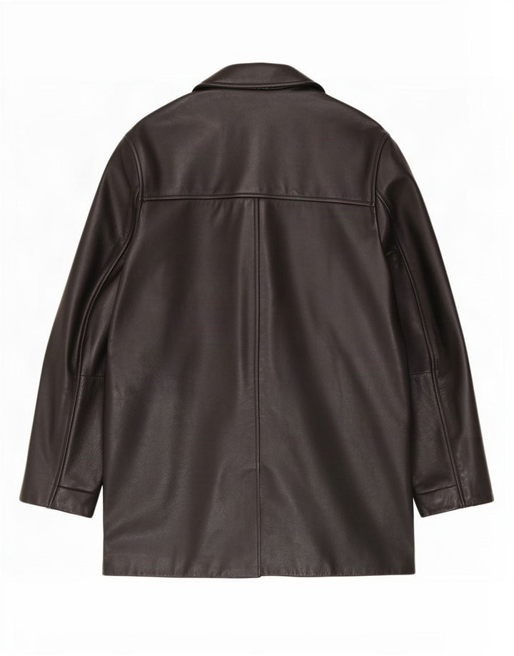 Banana Republic Mens Leather Coat UK 38 Medium Black