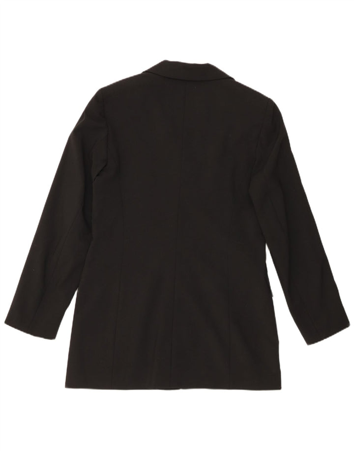 VINTAGE Womens Longline 3 Button Blazer Jacket IT 46 Large Black Polyester