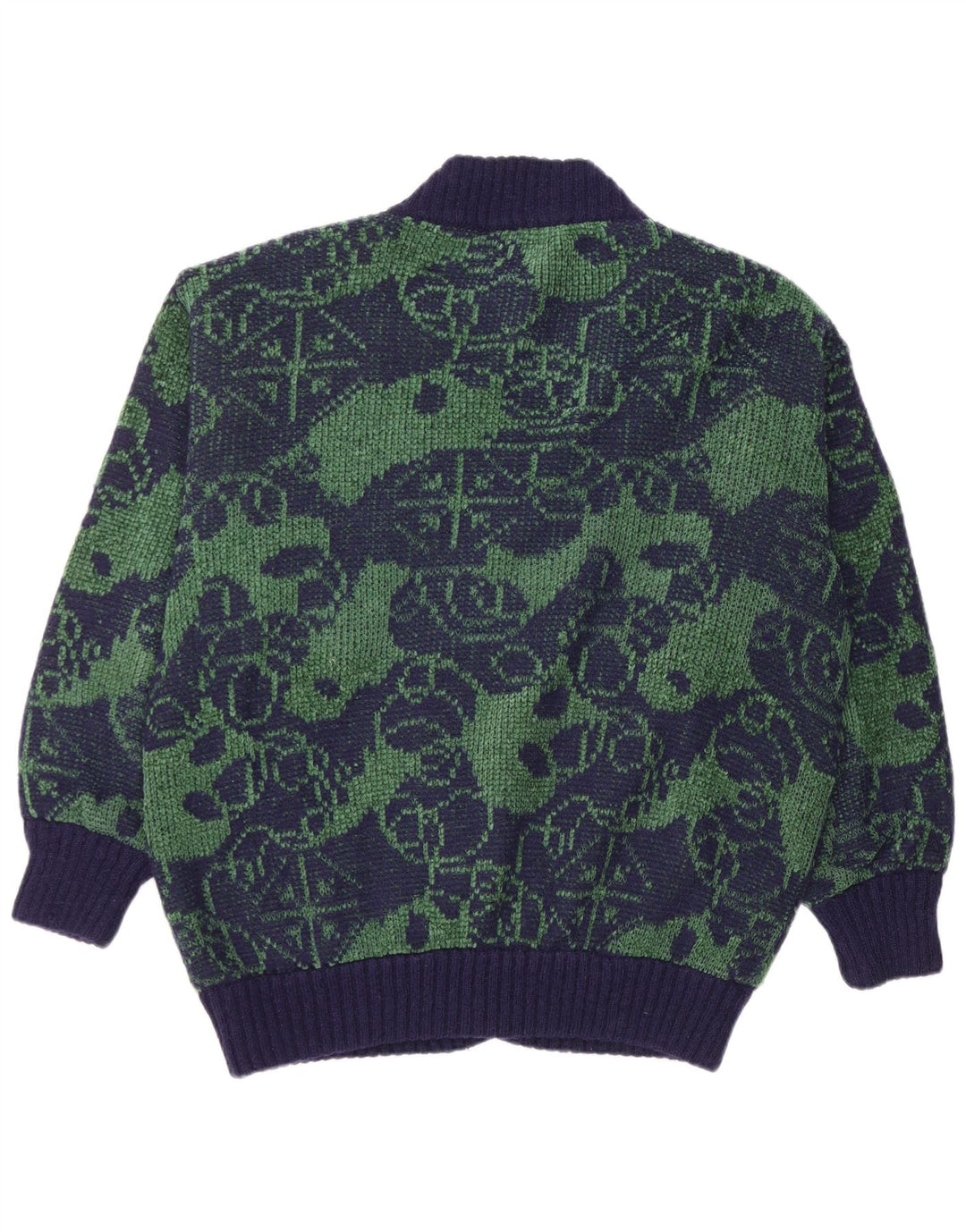 Marzia Mens Cardigan Sweater 2XL Navy Blue Geometric