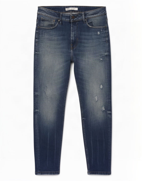 Zara Mens Distressed Skinny Jeans EU 42 Large W32 L26 Blue Cotton