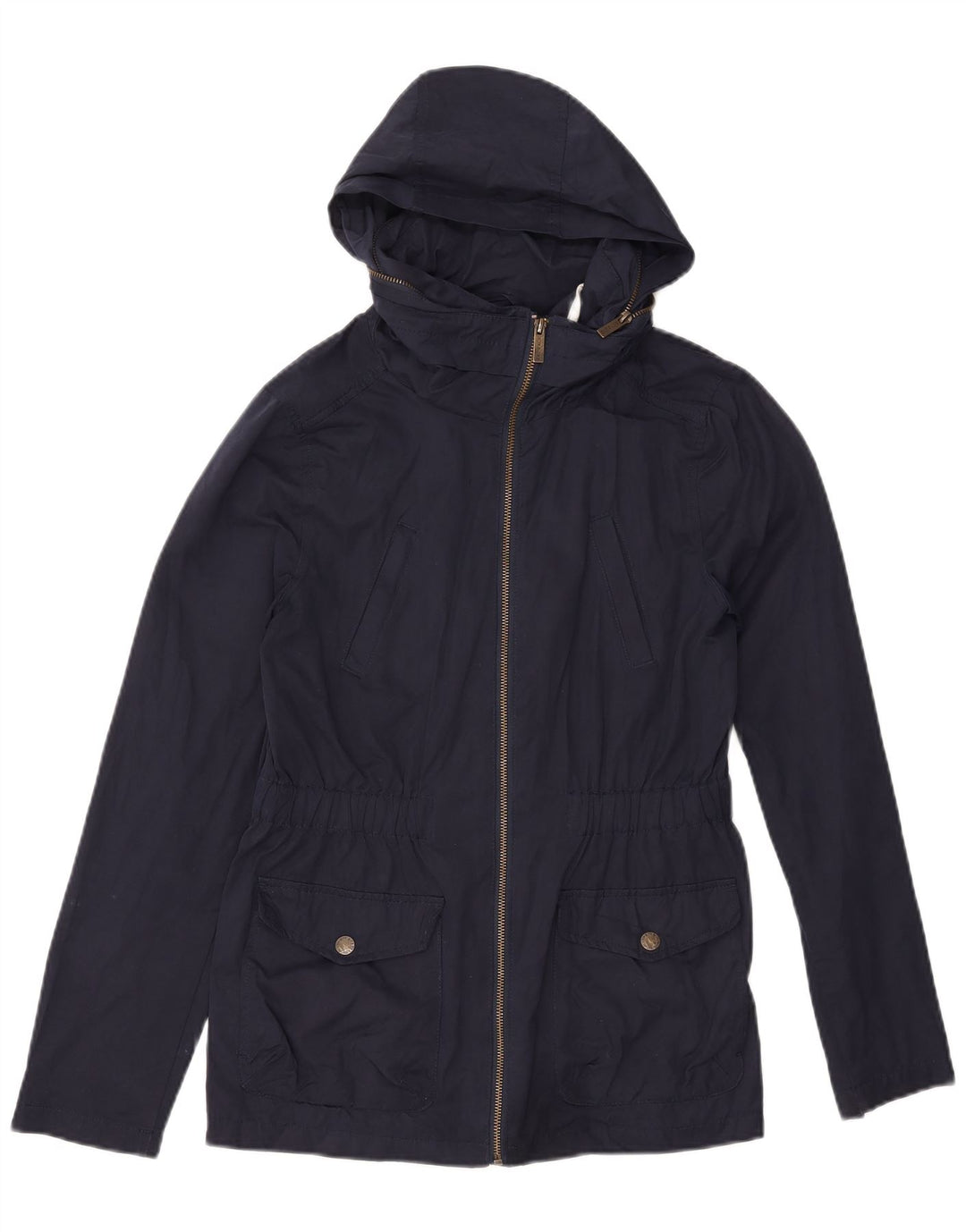FAT FACE Womens Hooded Utility Jacket UK 10 Small Navy Blue Polyester