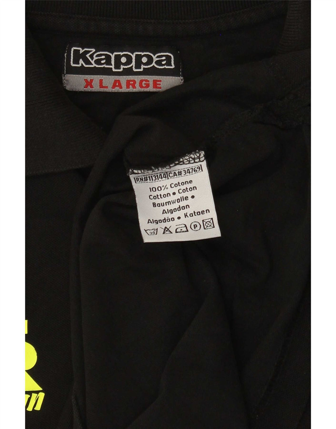 Kappa Mens Graphic Polo Shirt XL Black Cotton