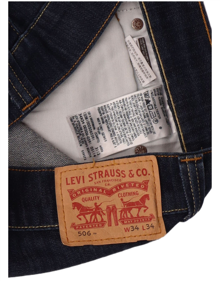 Levi's Mens 506 Straight Jeans W34 L34 Navy Blue Cotton